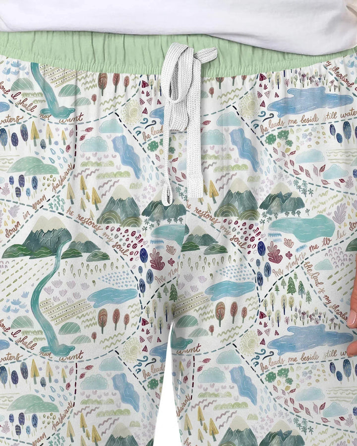 Whimsical Psalms 23 Map Men's Pajama Set