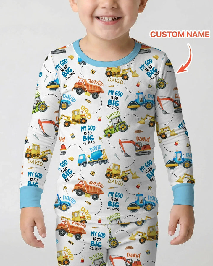 Pijama de dos piezas de bambú con manga larga y nombre personalizado "My God Is So Big"
