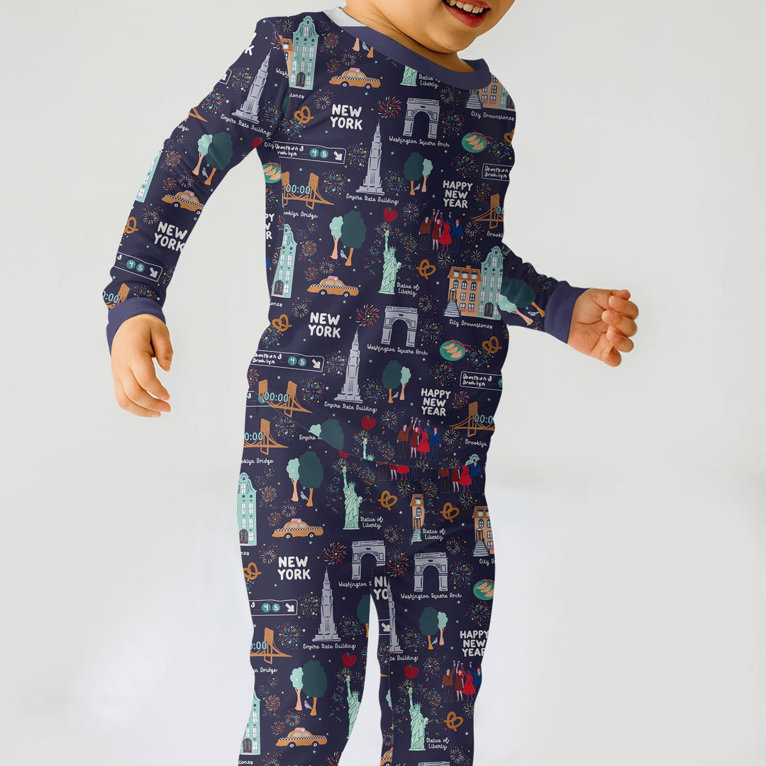 New York New Year Eve Two Piece Long Sleeve Pajama Set