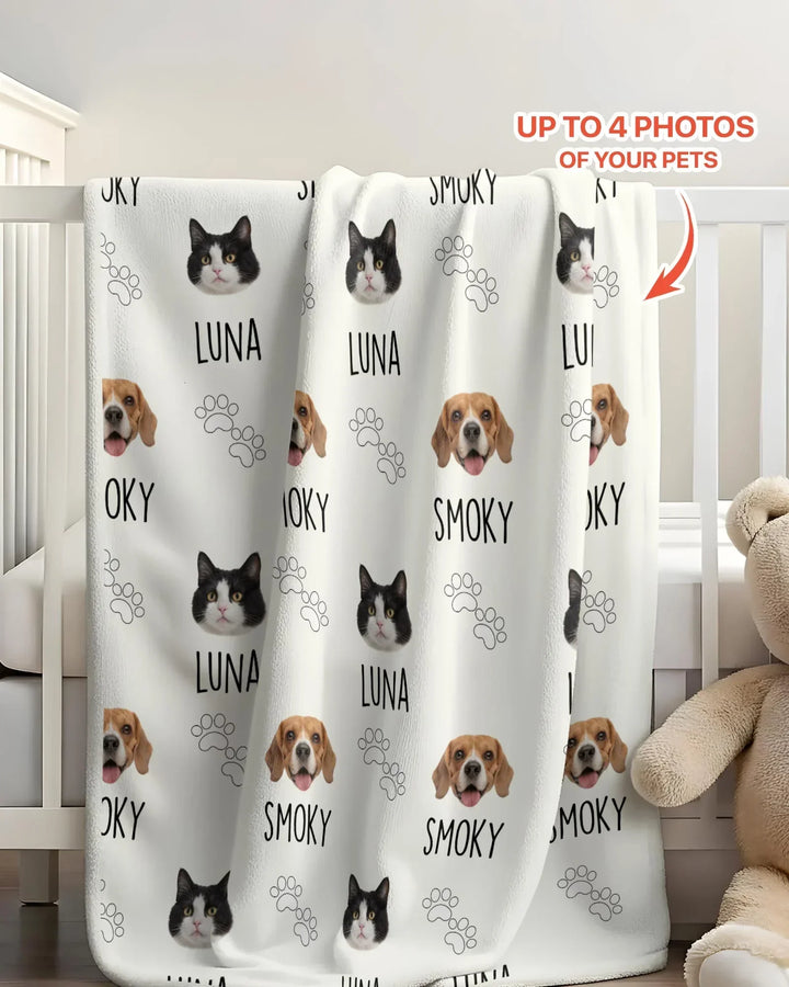 Custom Name and Pet Photos Blanket