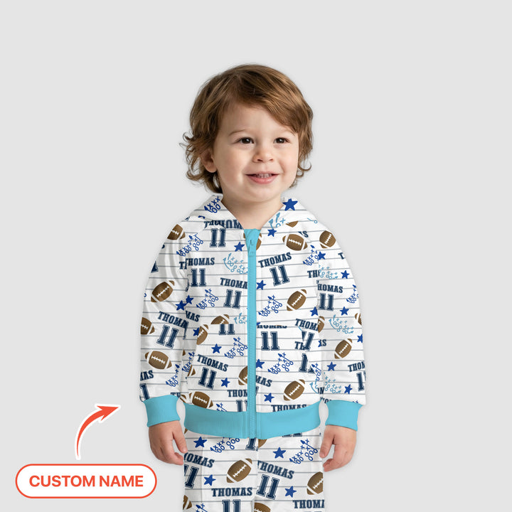 Custom Name Football Time Zip Hoodie