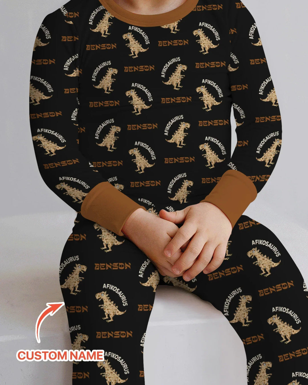 Custom Name Afikosaurus Two Piece Long Sleeve Pajama Set