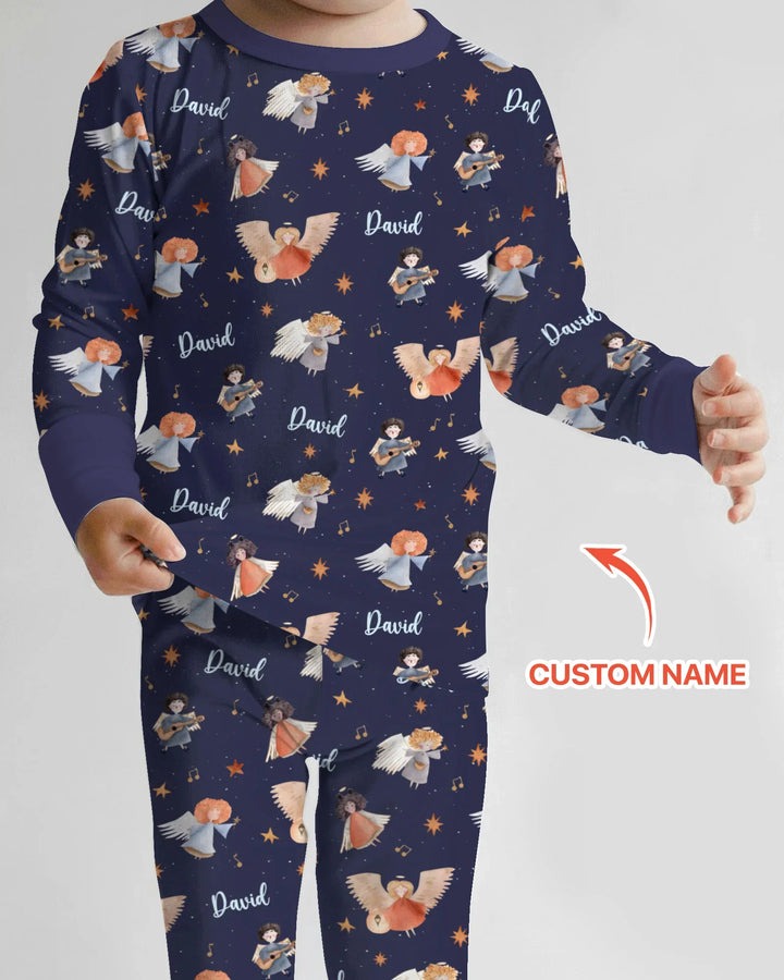 Pijama de dos piezas de bambú de manga larga personalizado Guardian Angels