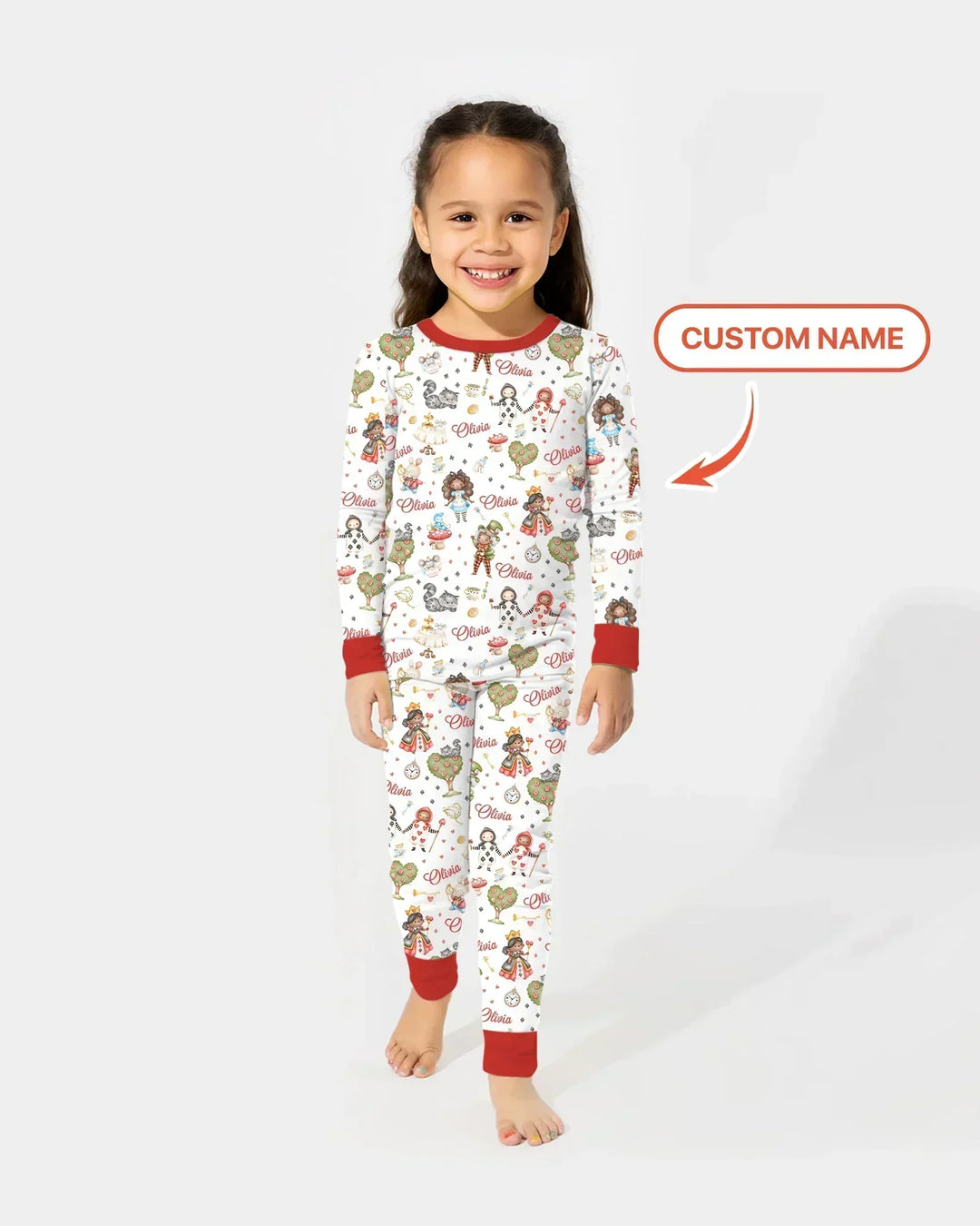 Whimsical Wonderland Tea Party Custom Name Two Piece Long Sleeve Pajama Set