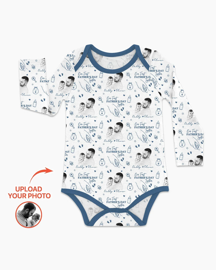 Gerippte Babykleidung mit individuellem Foto - Weich &amp; Skizzenhaft