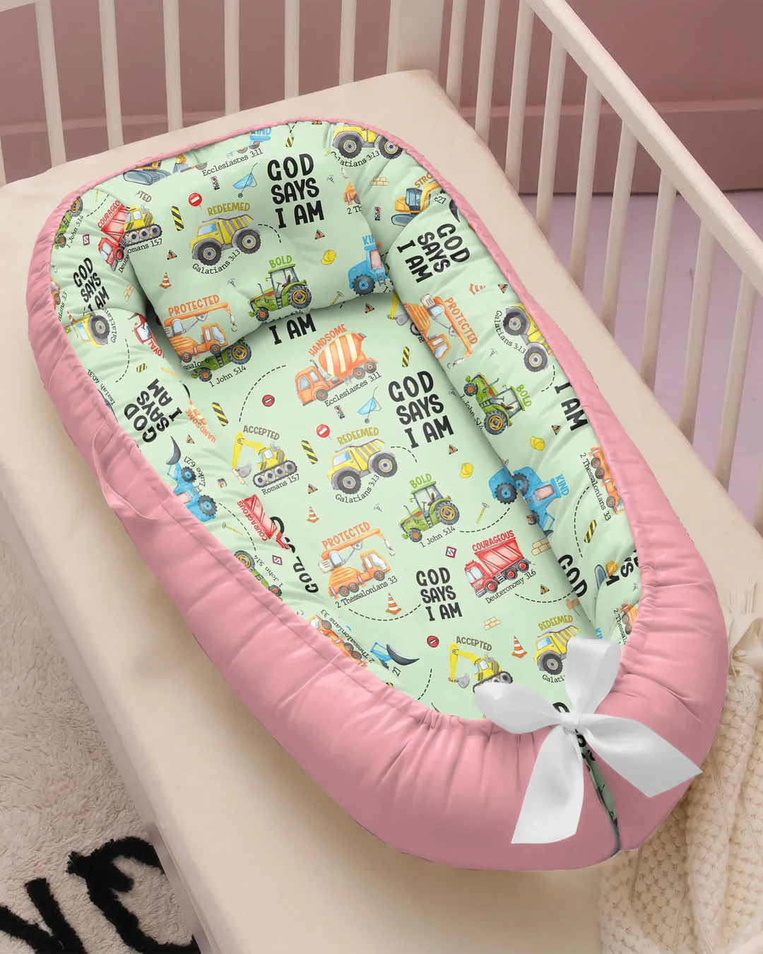 God Says I Am Boy Bamboo Baby Nest Bed