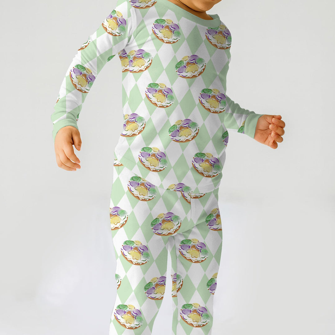 Mardi Gras Donut Two Piece Long Sleeve Pajama Set