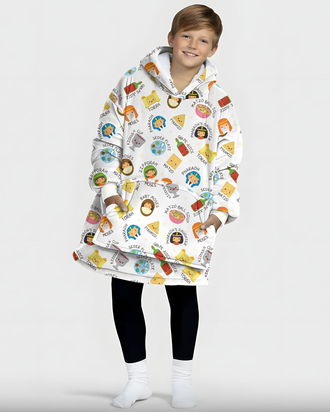 Cute Passover Characters Wearable Blanket Hoodie