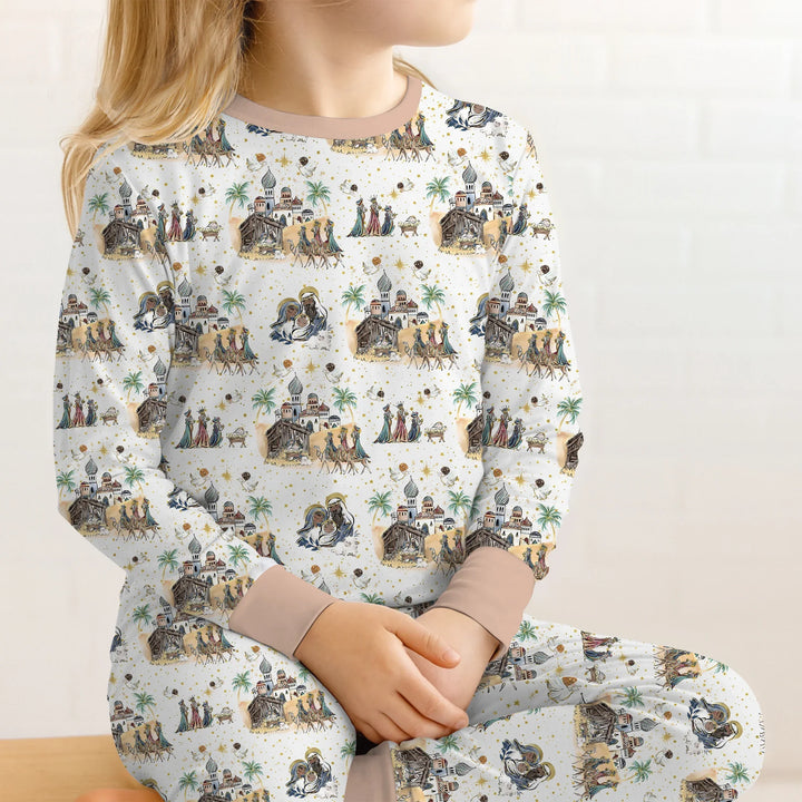 Nativity Christmas Family Matching Family Two Piece Long Sleeve Pajama Set