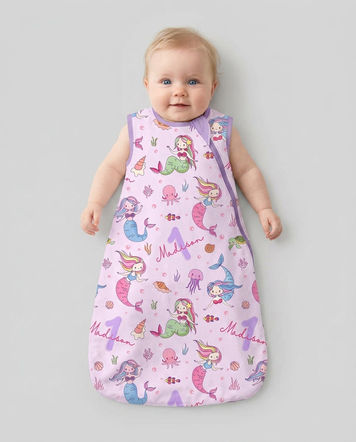 Custom Name Birthday Mermaid Wild One Bamboo Sleep Bag