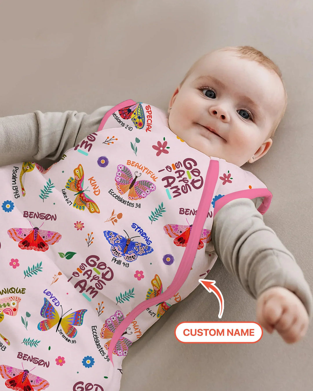 Nombre Personalizado Dios dice que soy Mariposa Bambú Saco de Dormir