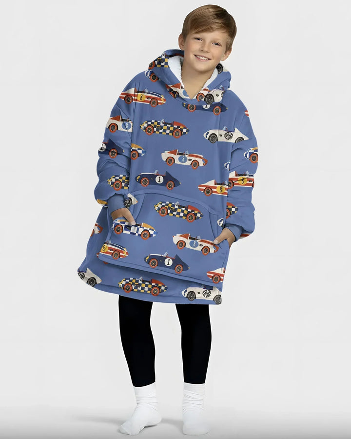 Stock Car Race Wearable Hooded Blanket
