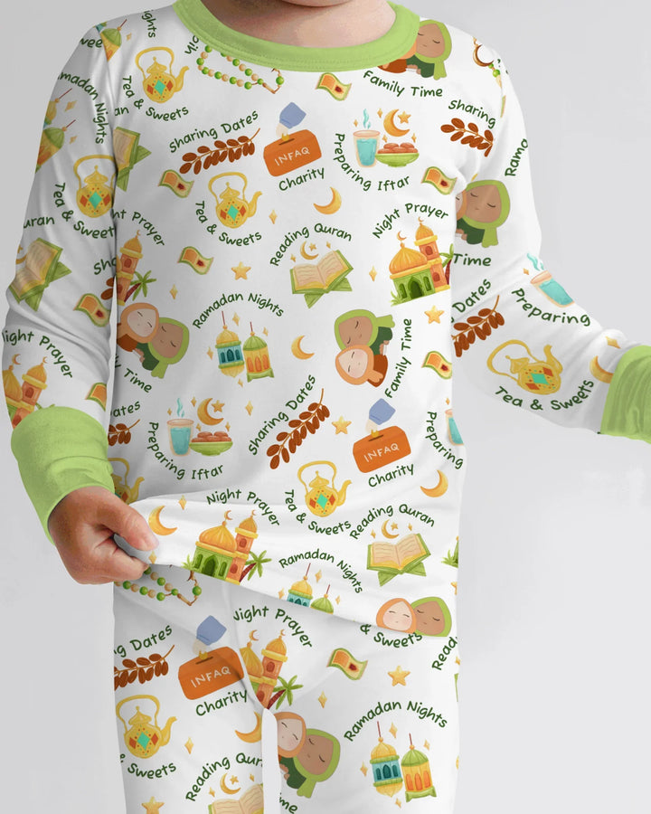 Ramadan Mubarak Matching Family Two Piece Long Sleeve Pajama Set