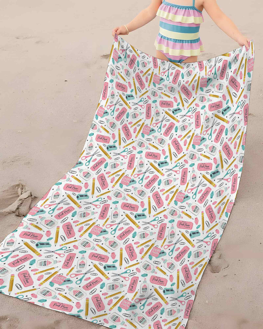 Pink Power School Supplies Bamboo Beach Towel