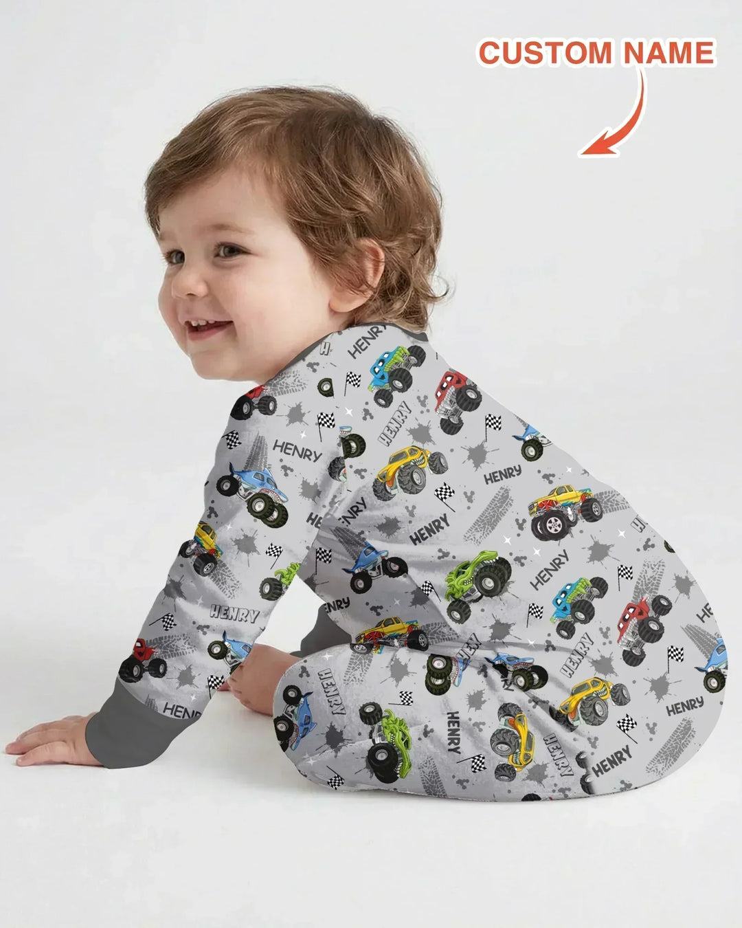 Monster Truck Dirt Jam Custom Name Daddy & Me Matching Convertible Zippy