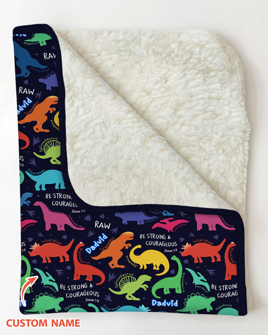 Be Strong and Courageous Dinosaur Christian Bamboo Blanket