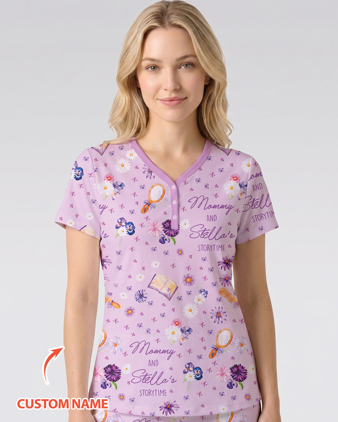 Mommy Daddy And Me Bedtime Story Family Matching Bamboo Women Short Sleeve Short Pajama Set