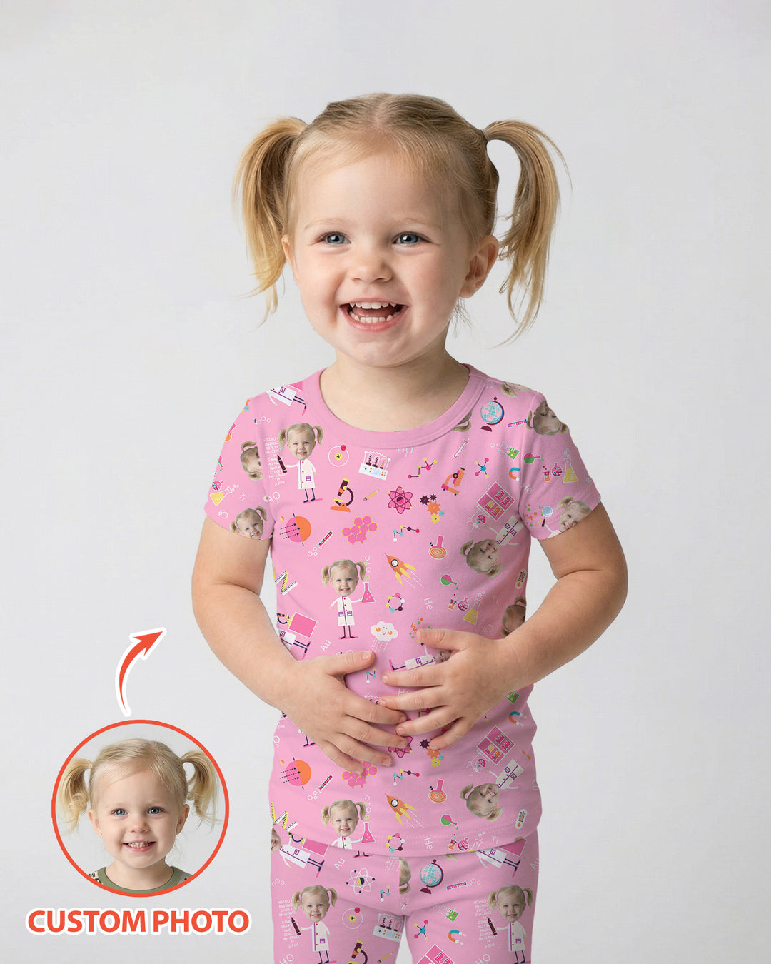 Custom Image Chemical Laboratory Bamboo Two Piece Short Sleeve Pajama Set