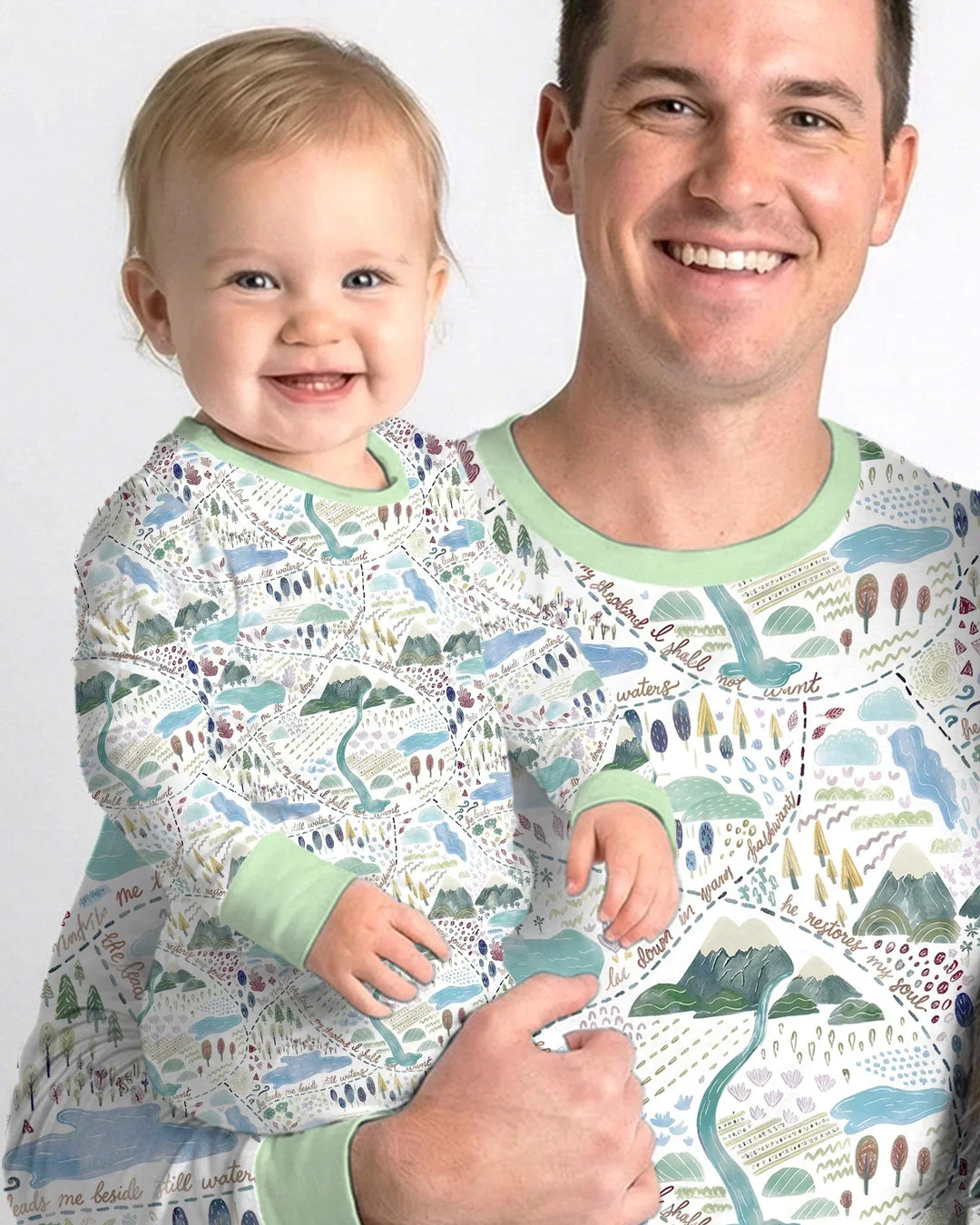 Whimsical Psalms 23 Map Two Piece Long Sleeve Pajama Set