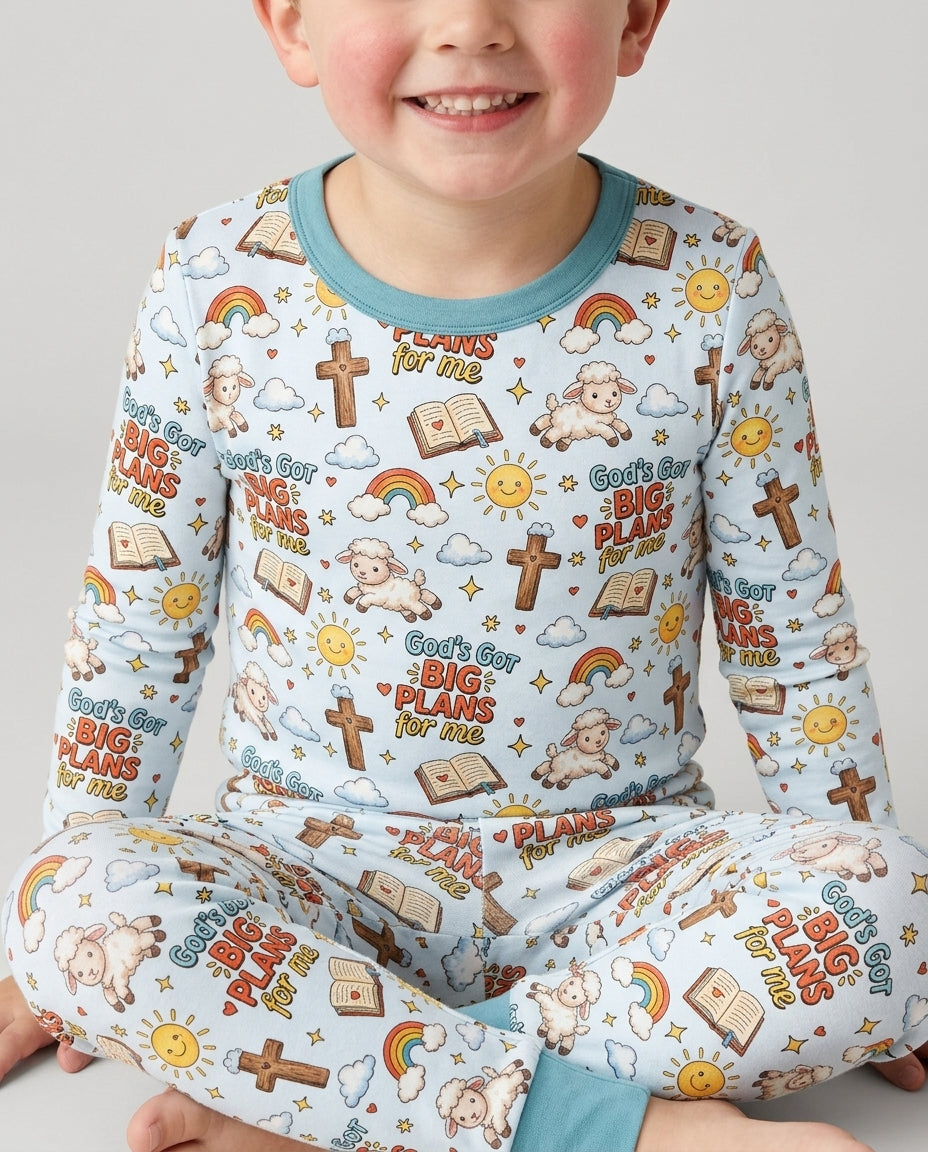 Zweiteiliges Langarm-Pyjama-Set mit Sommerfrüchten