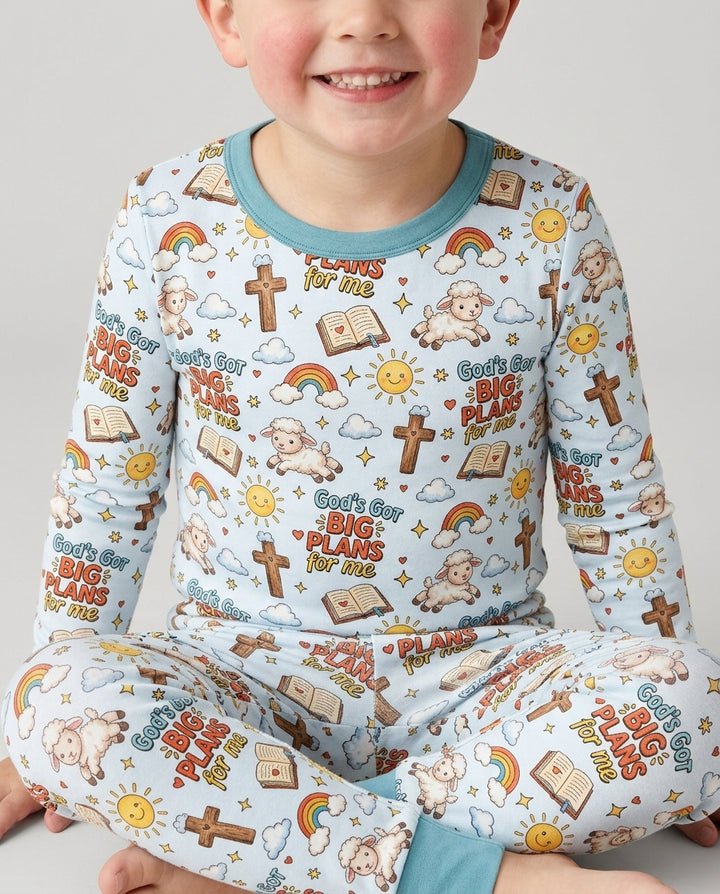 Zweiteiliges Langarm-Pyjama-Set mit Sommerfrüchten