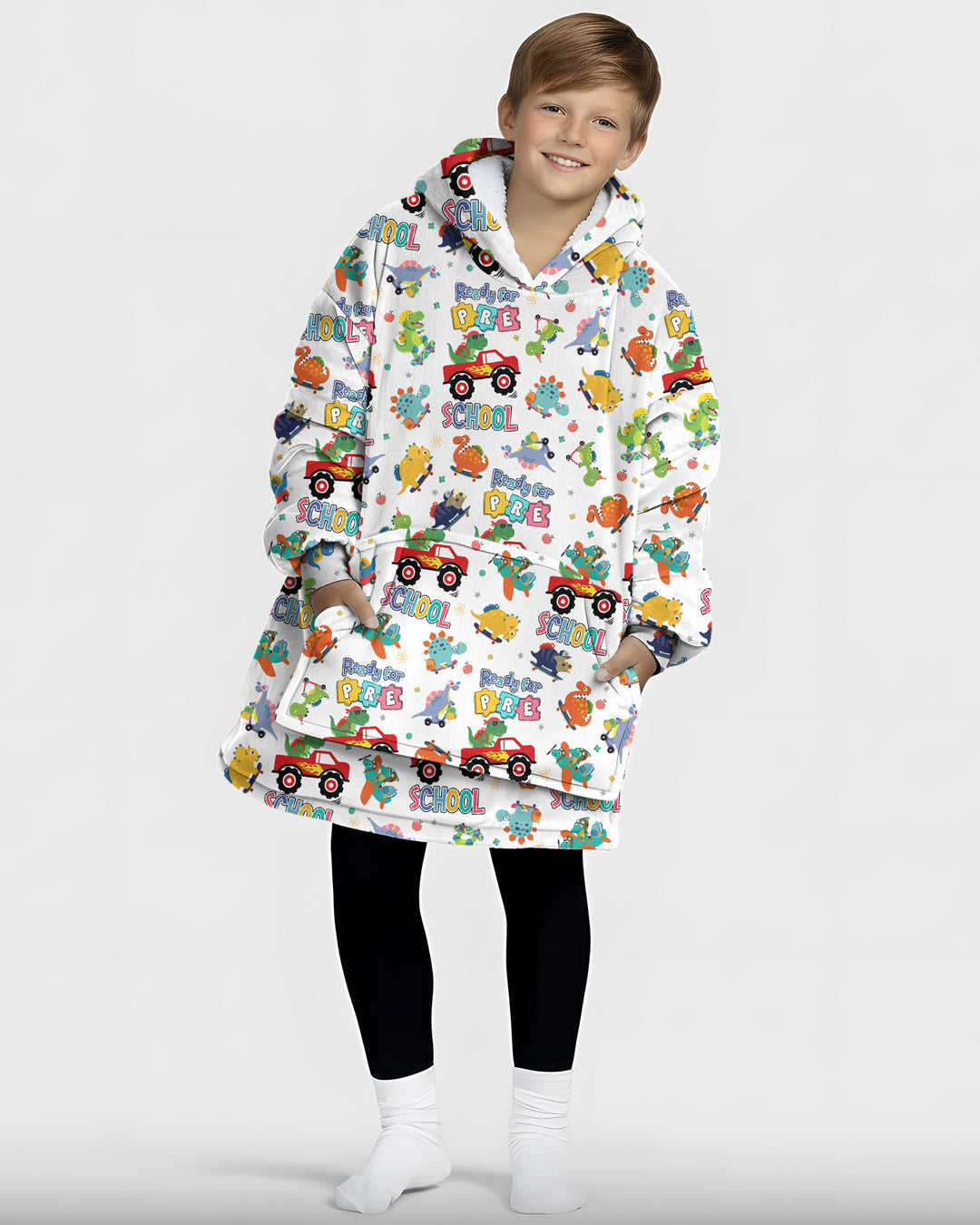 First Day of Preschool T-Rex Bamboo Blanket Hoodie