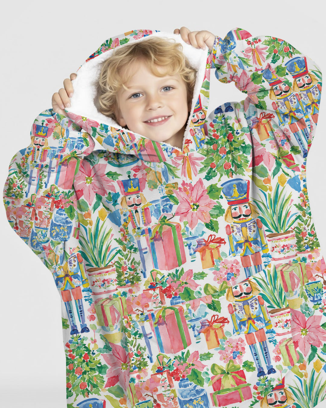 Watercolor Nutcracker Holiday Blanket Hoodie