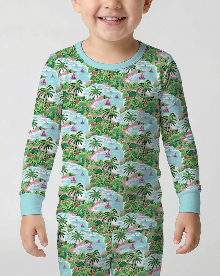 Preppy Coast Beach Club Bamboo Two Piece Long Sleeve Pajama Set