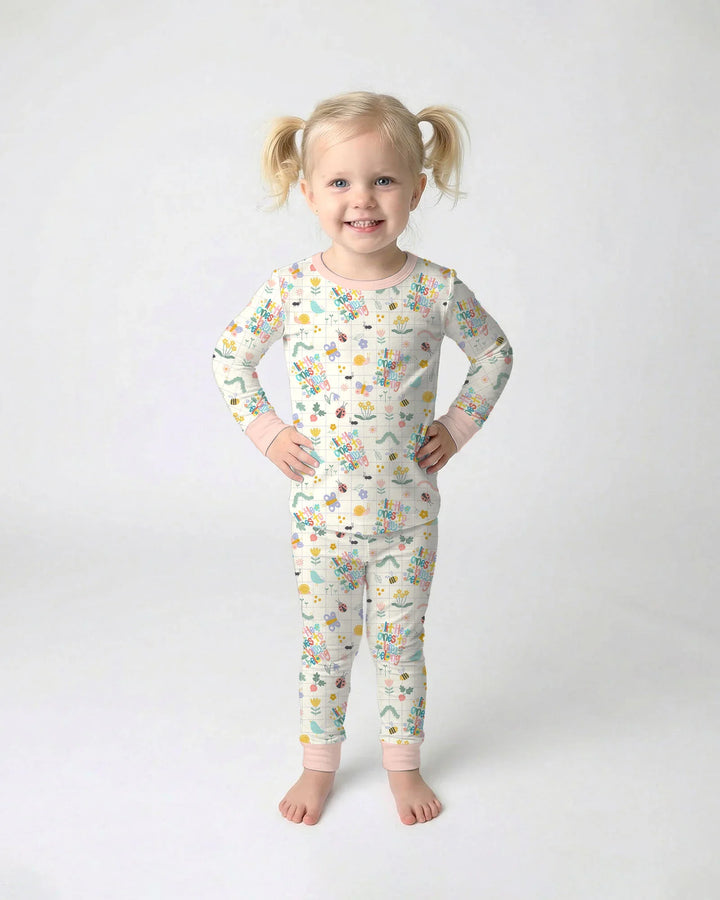Zweiteiliges Langarm-Pyjama-Set mit Sommerfrüchten