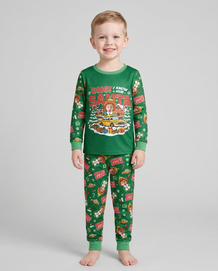 Custom Image OMG Santa Bamboo Two Piece Long Sleeve Pajama Set