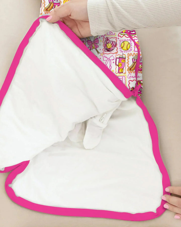 Pink Softball Game Day Bamboo Sleep Bag