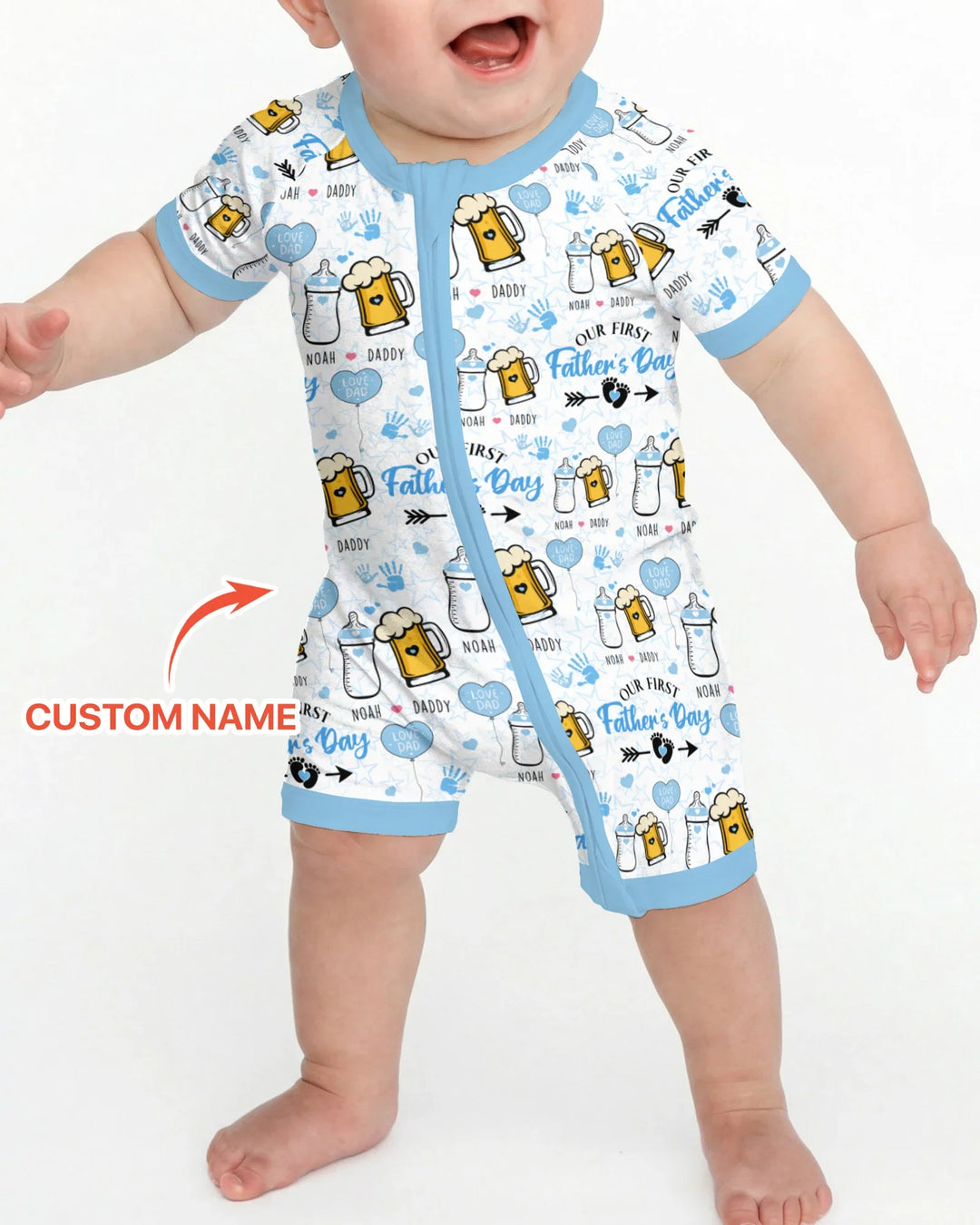 Custom Name First Father's Day Drink Bamboo Shorty Zippy