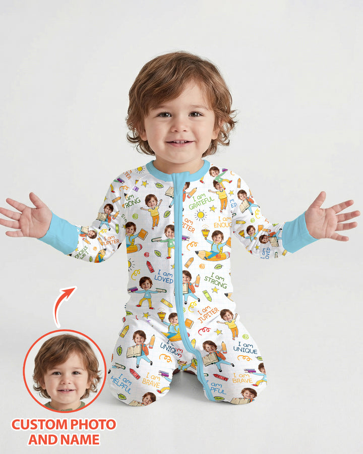 Gerippte Babykleidung mit individuellem Foto - Weich &amp; Skizzenhaft