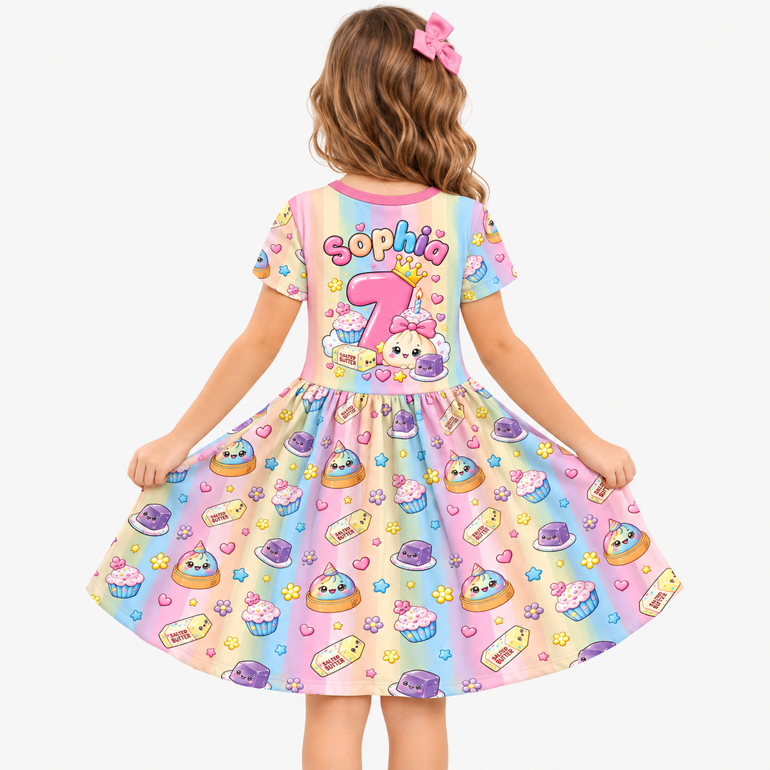 Personalized Squishy Party Birthday Girl Bamboo Twirl Dress