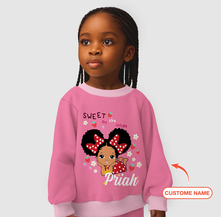 Custom Name Strawberry Girl Crewneck Sweatshirt