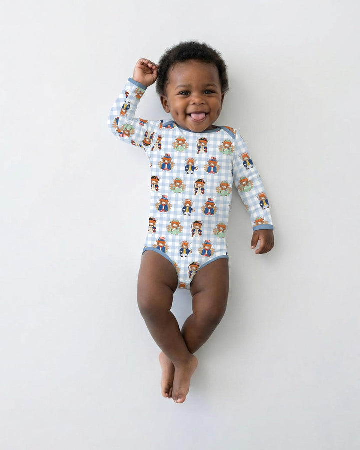 Patriotic 4th of July Highland Cow Bamboo Bodysuit