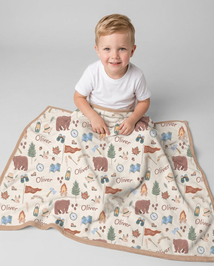 Custom Name Adventure Outdoors Bamboo Blanket
