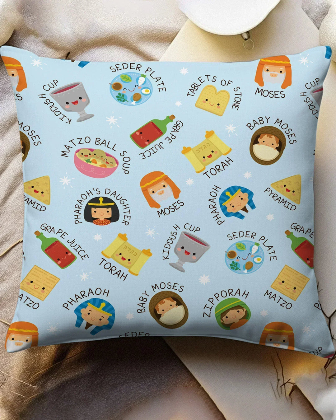 Cute Passover Characters Pillow Case