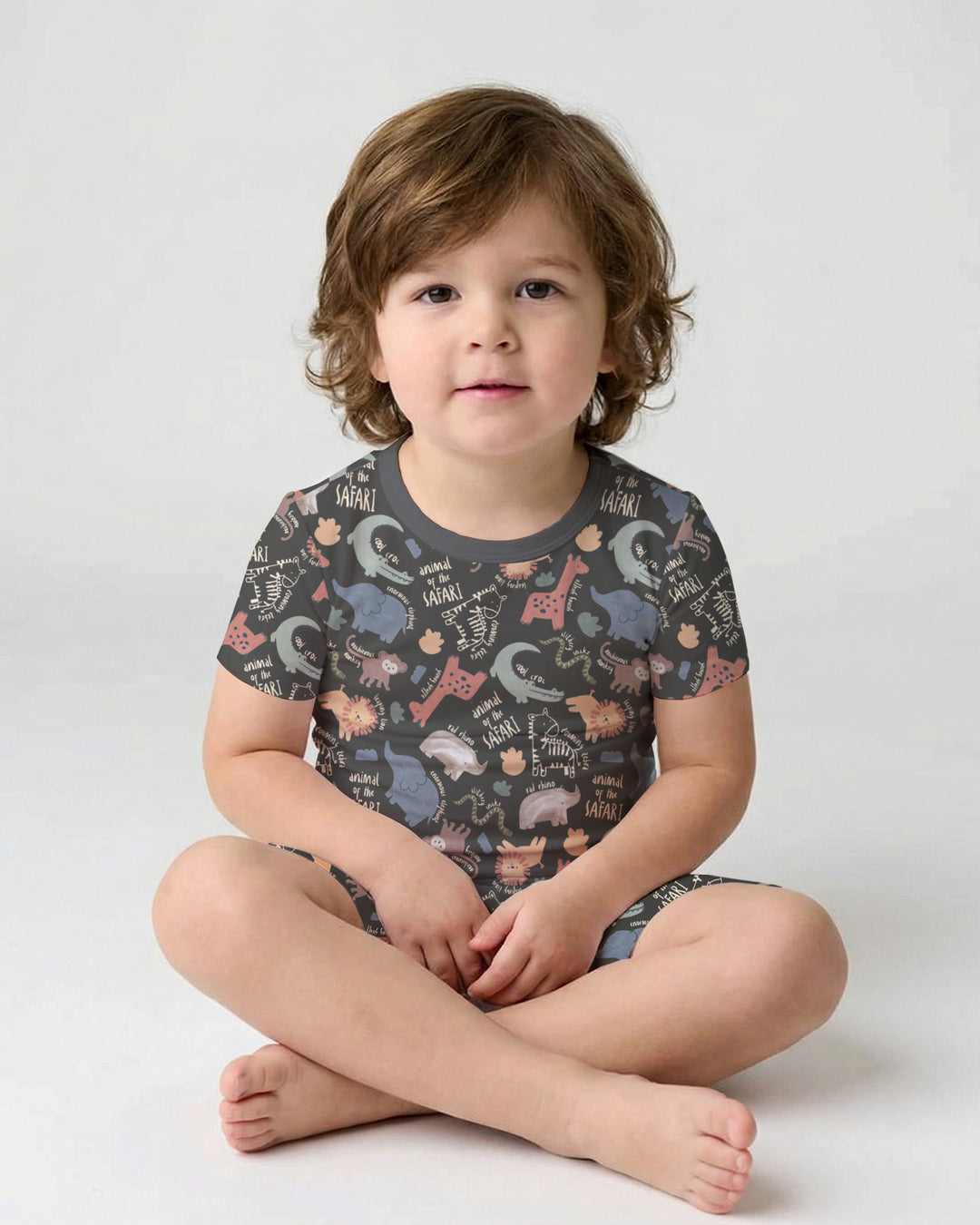 Funny African Animals Two Piece Short Sleeve Shorts Pajama Set