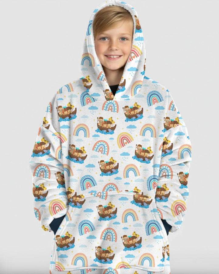 Noah’s Ark & God’s Rainbow Promise Wearable Bamboo Blanket Hoodie