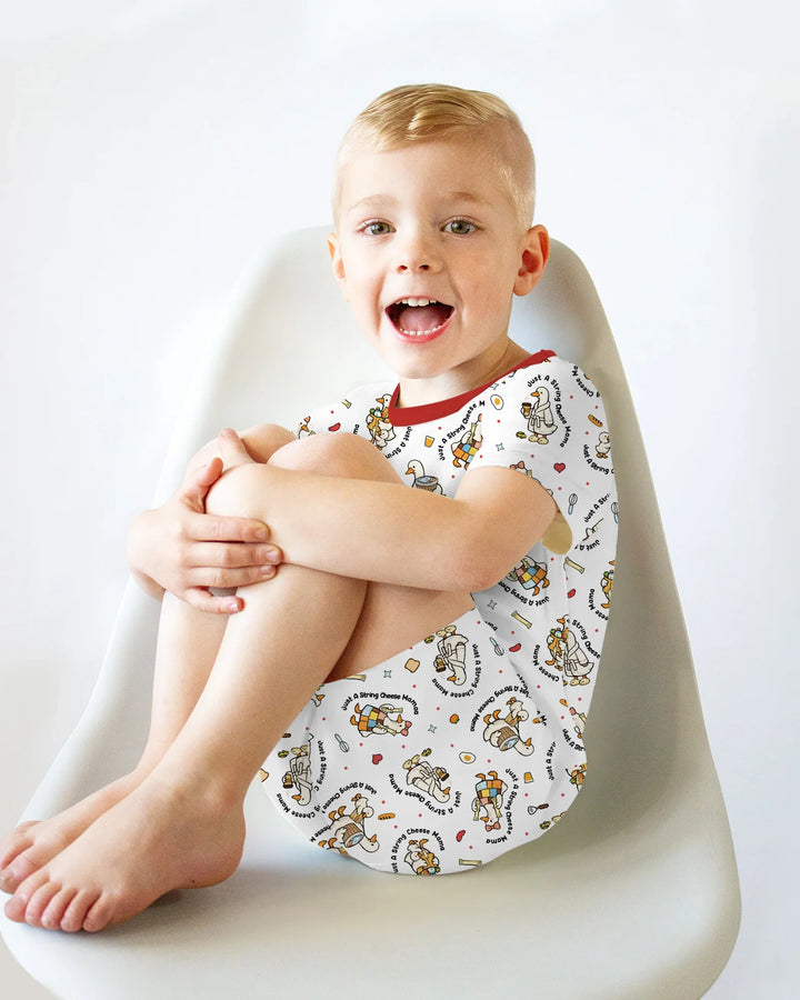 Just A String Cheese Mama Era Mommy & Me Bamboo Two Piece Short Sleeve Shorts Pajama Set