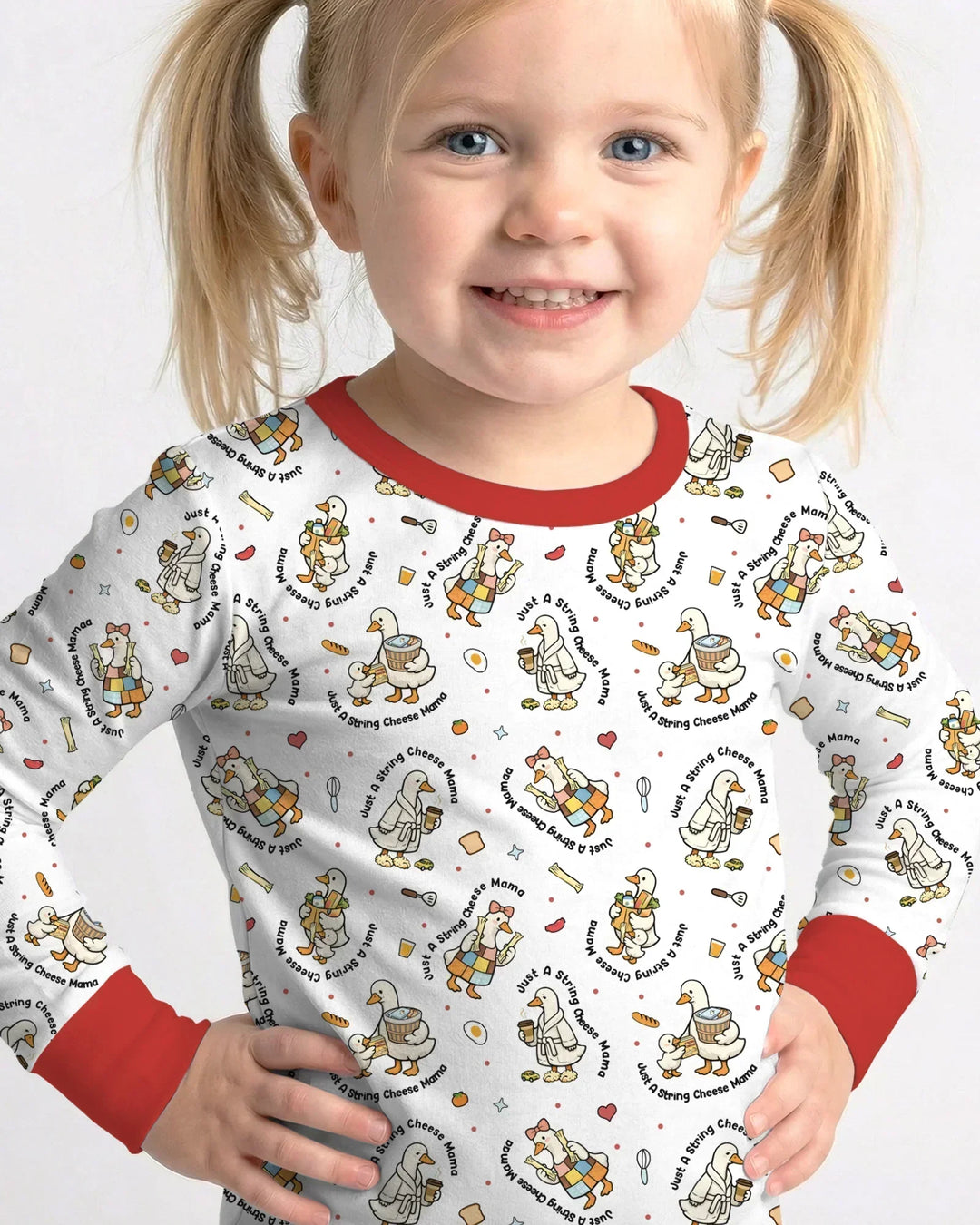 Just A String Cheese Mama Era Mommy & Me Bamboo Two Piece Long Sleeve Pajama Set
