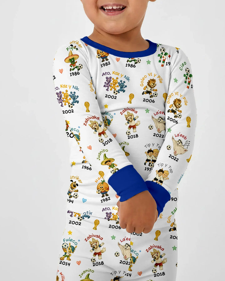 Soccer cup Mascots Bamboo Two Piece Long Sleeve Pajama Set