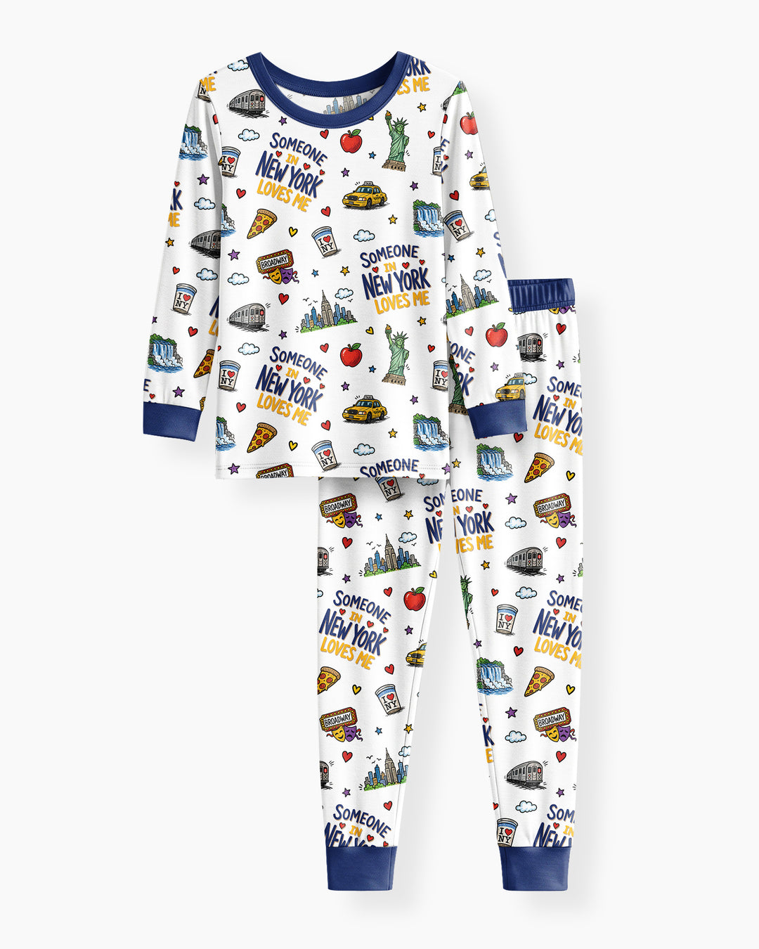 Someone in New York Loves Me Bamboo Two Piece Long Sleeve Pajama Set (P)