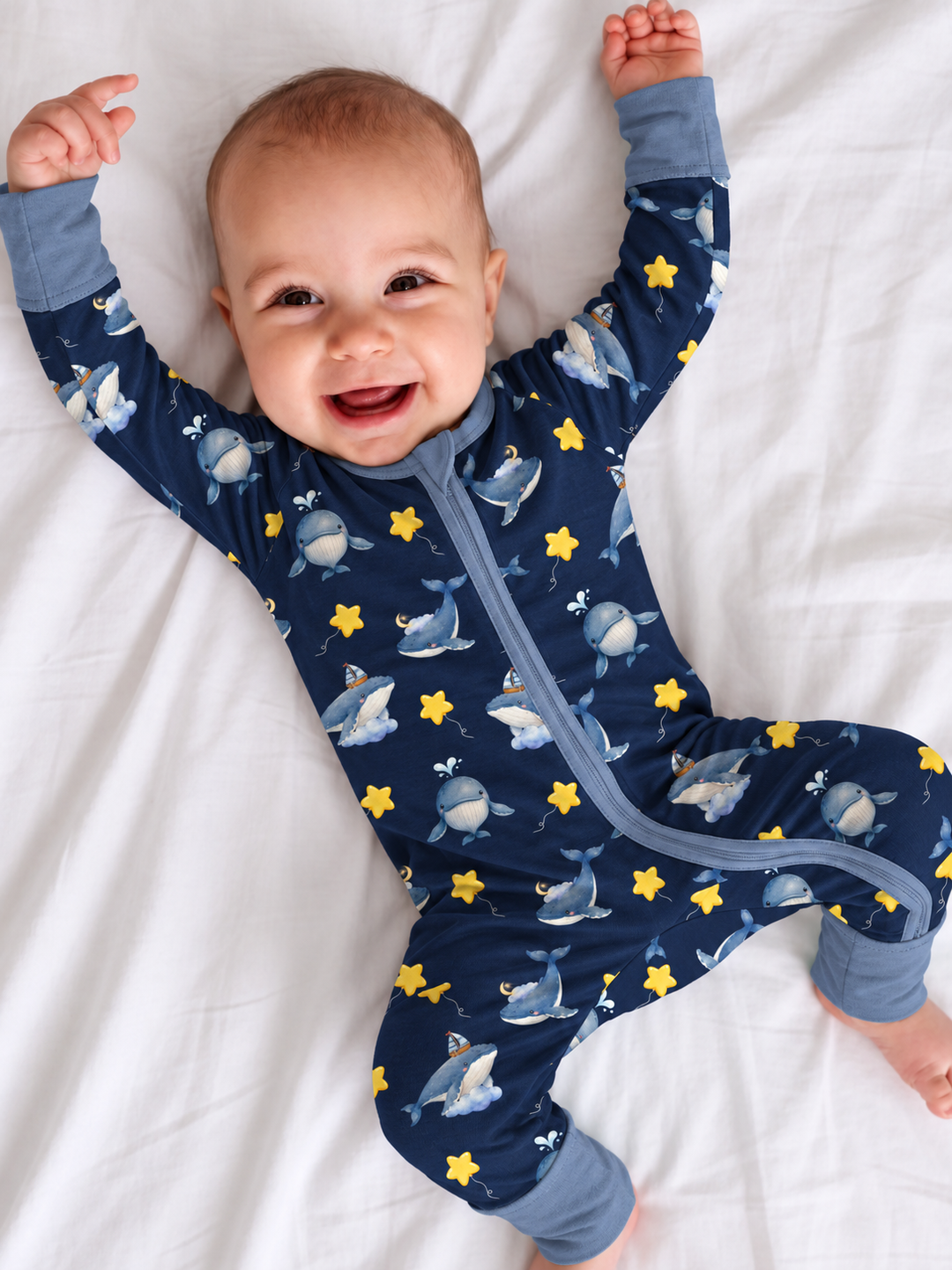 Whale Among The Stars Bamboo Convertible Zipper Romper