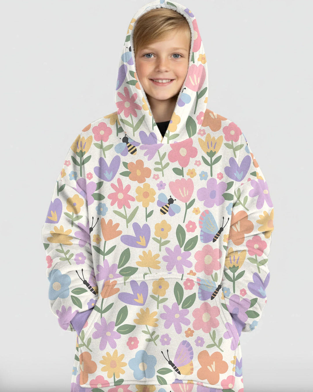 Flower Gardens Wearable Bamboo Blanket Hoodie