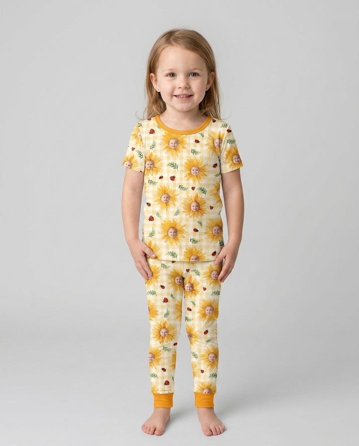 Conjunto de pijama de dos piezas de bambú de manga corta, plantilla personalizada