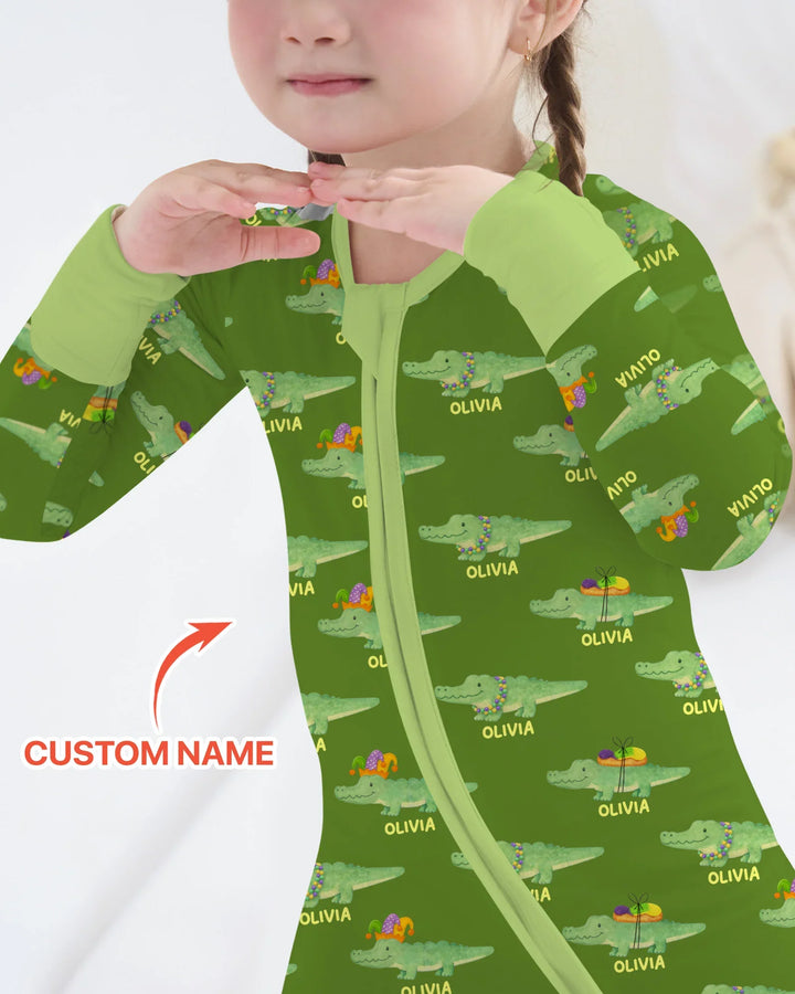 Custom Name Mardi Gras Gator Convertible Zippy