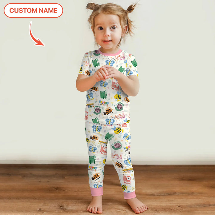Spring Garden Custom Name Two Piece Short Sleeve Pajama Set