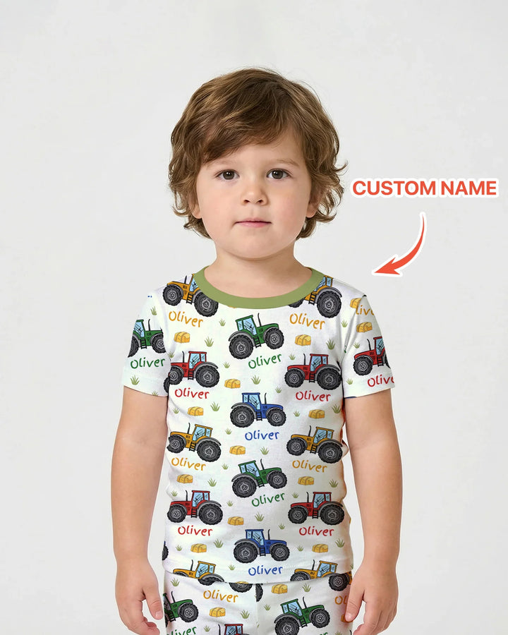 Custom Name A Little Dirt Never Hurt Bamboo Two Piece Short Sleeve Shorts Pajama Set